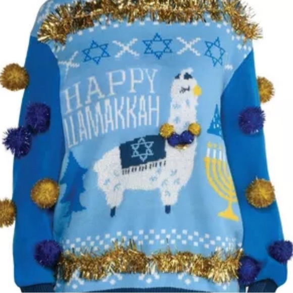 Adult Happy Llamakkah Sweater - Picture 2 of 3